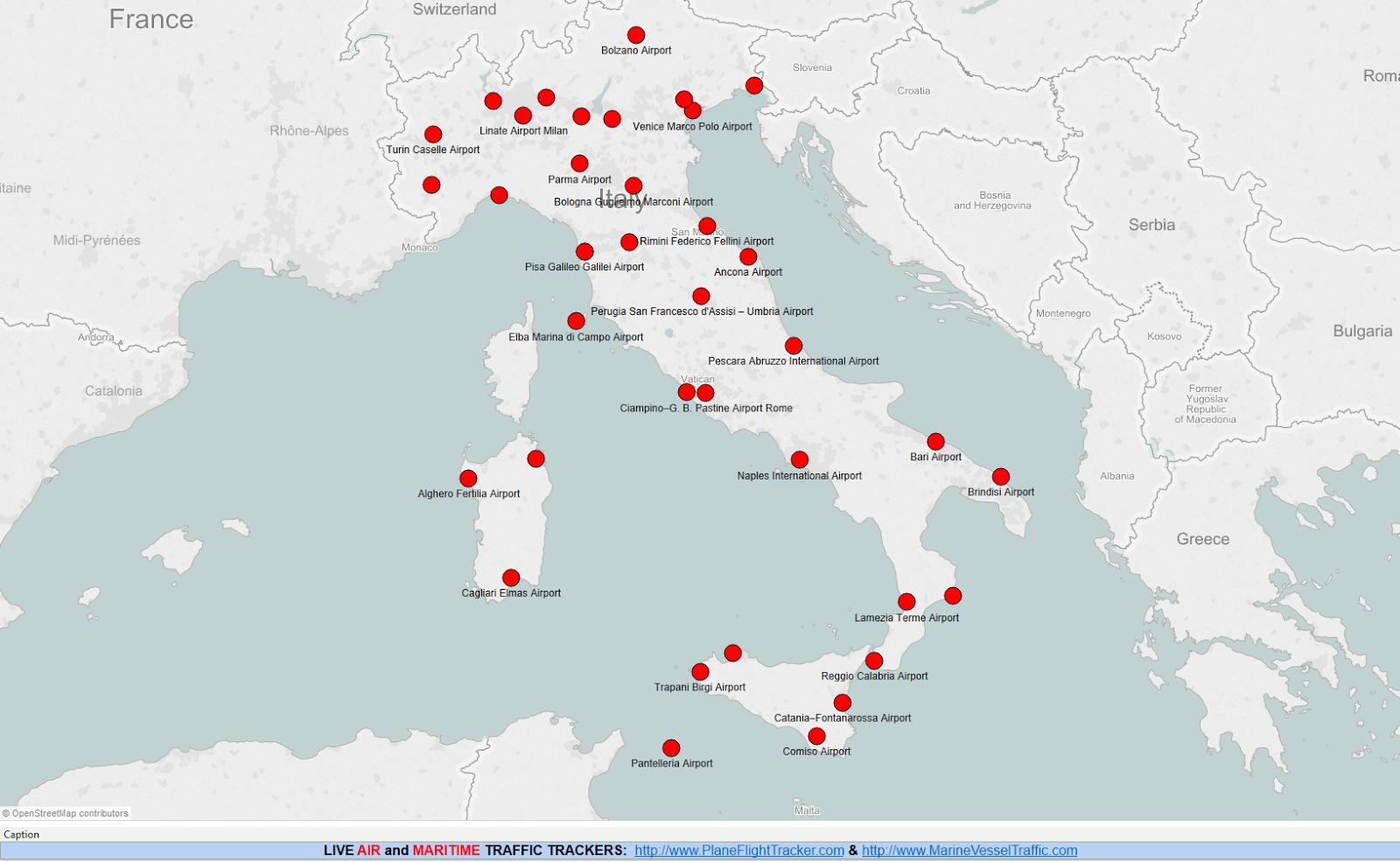 italia lentokentät kartta Italian lentokentät kartalla   Kartta Italia osoittaa lentokentät 