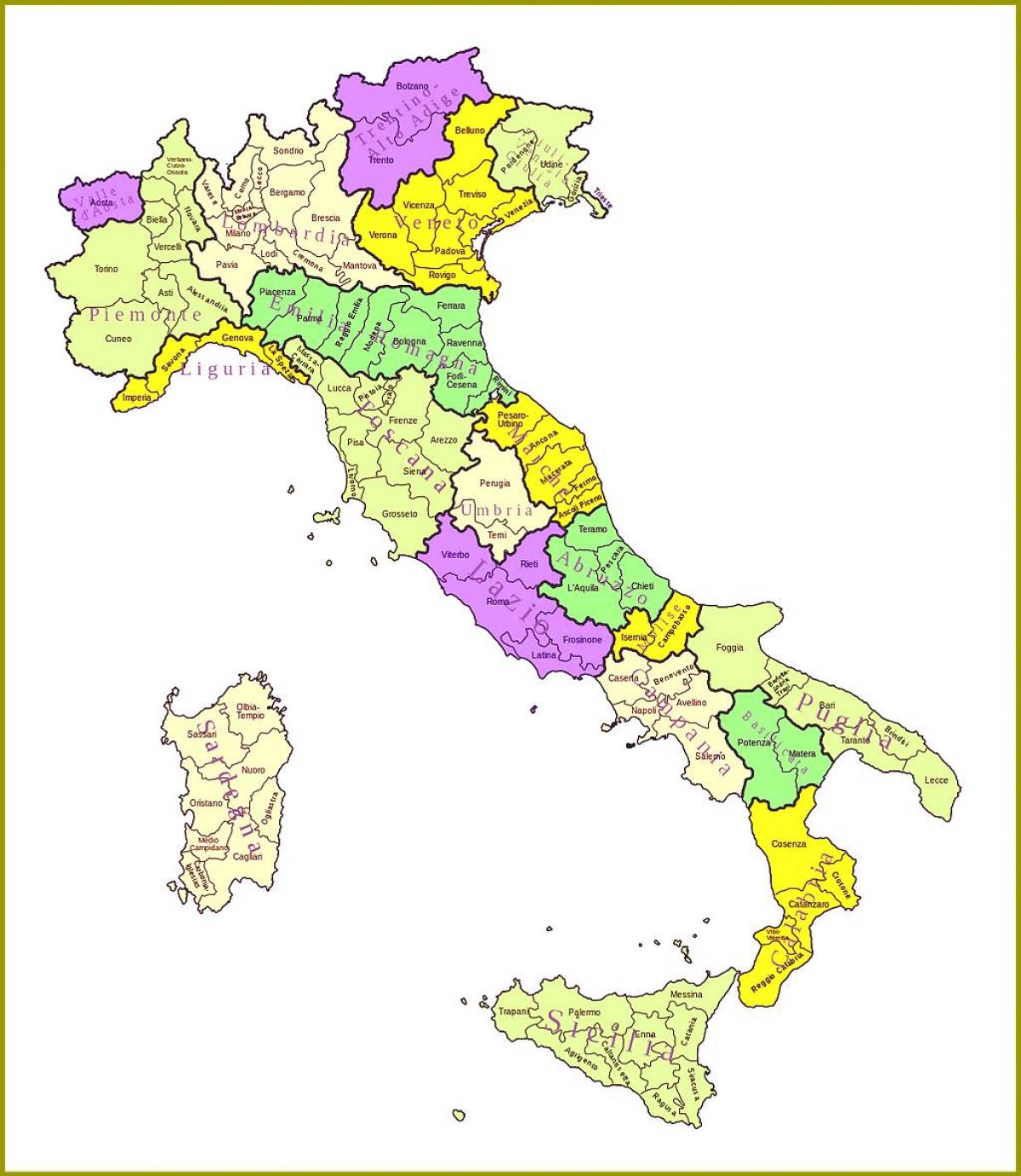 italia kartta maakunnat Italian maakunnissa kartta   Italia kartta alueiden maakuntien 